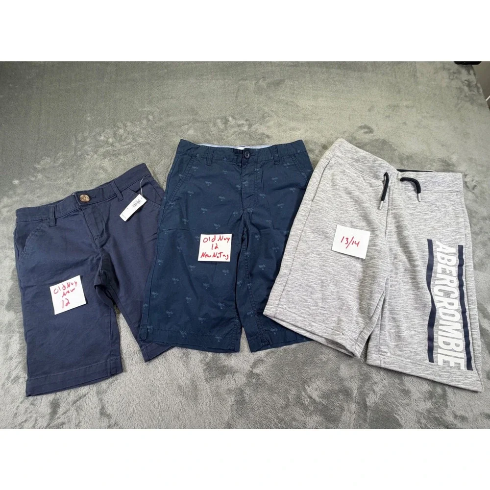 Boys Shorts Bundle Old Navy Chino Navy Palm Abercrombie Grey Sweat Size 12 13/14